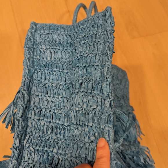 Bright Blue Taffeta Tote Bag - Picture 4 of 10